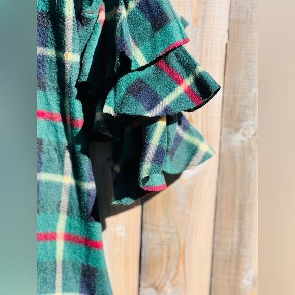 Mia Belle Girls Under the Mistletoe Tiered Sleeve Miya Dress in green plaid - Picture 8 of 13